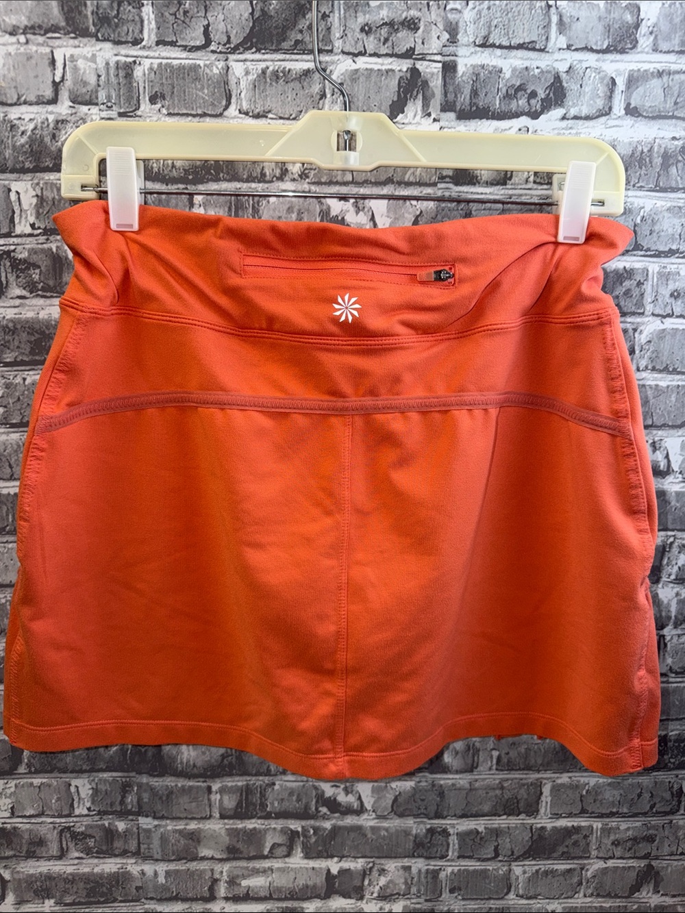 Athleta Coral-Orange Athletic Skort with Zipper Pocket